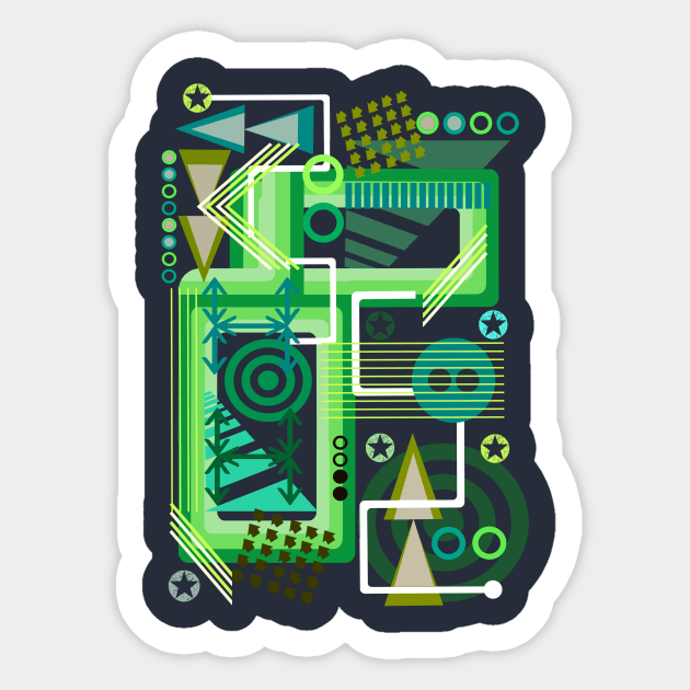 Abstract Digital Green Sticker by Tiggy Pop